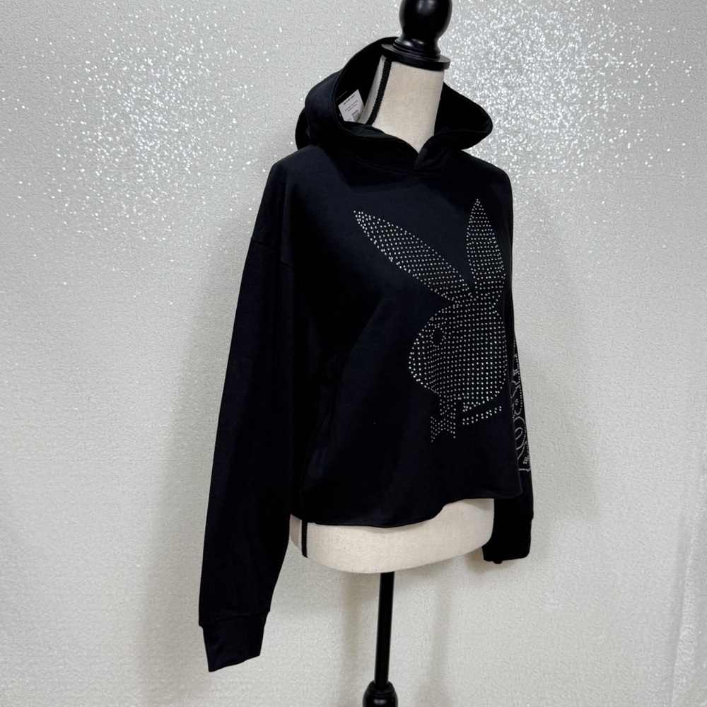 PLAYBOY Black Hoodie with Silver Accents - Picture 3 of 10